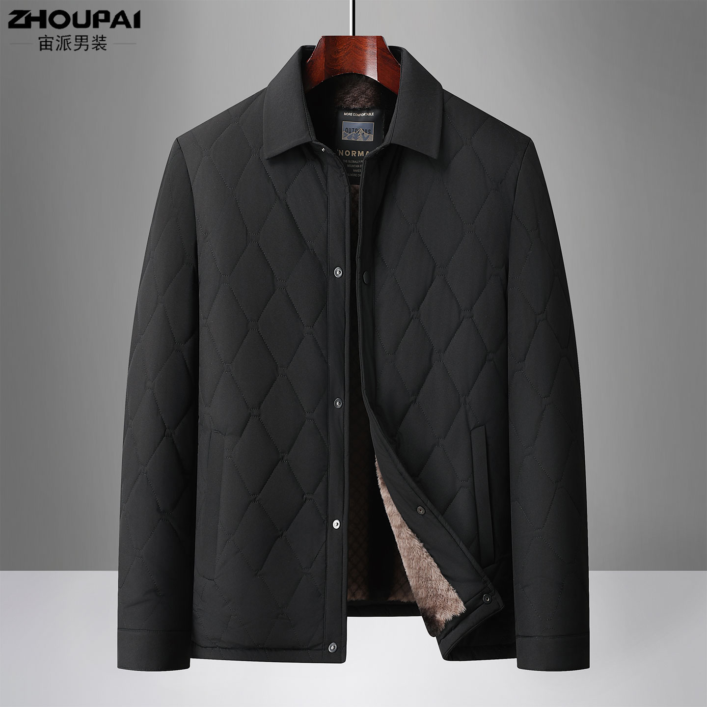 中老年人棉衣男爸爸冬装加绒外套