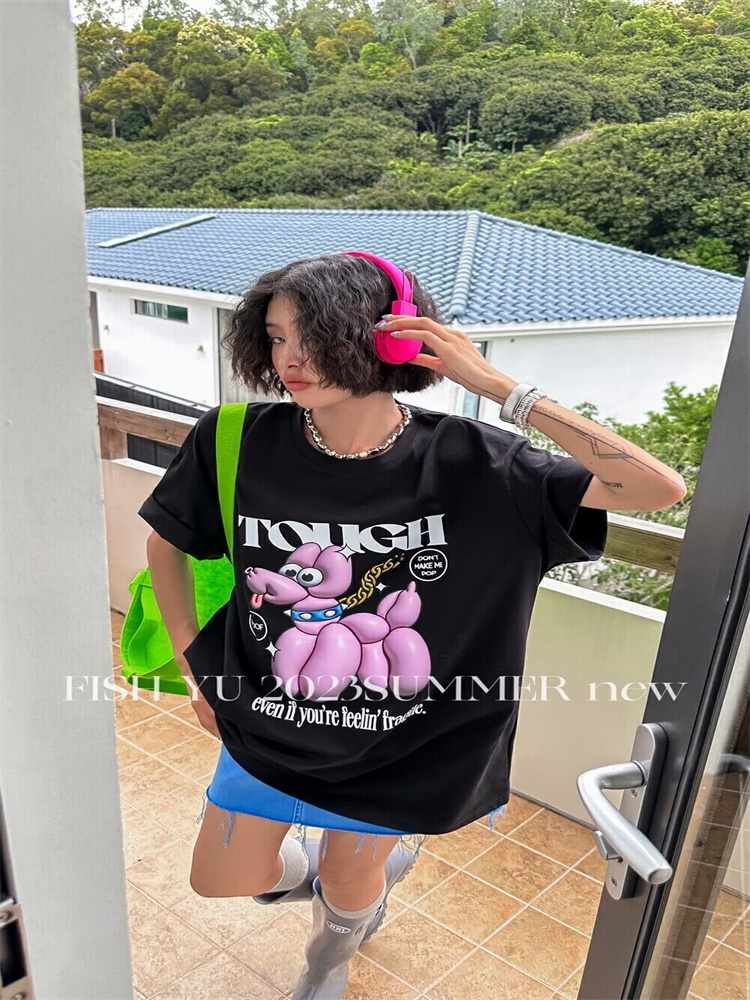 短袖通勤薄款印花纯棉女装T恤