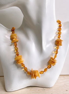 天然琥珀蜜蜡欧式项链 约56cm，24克