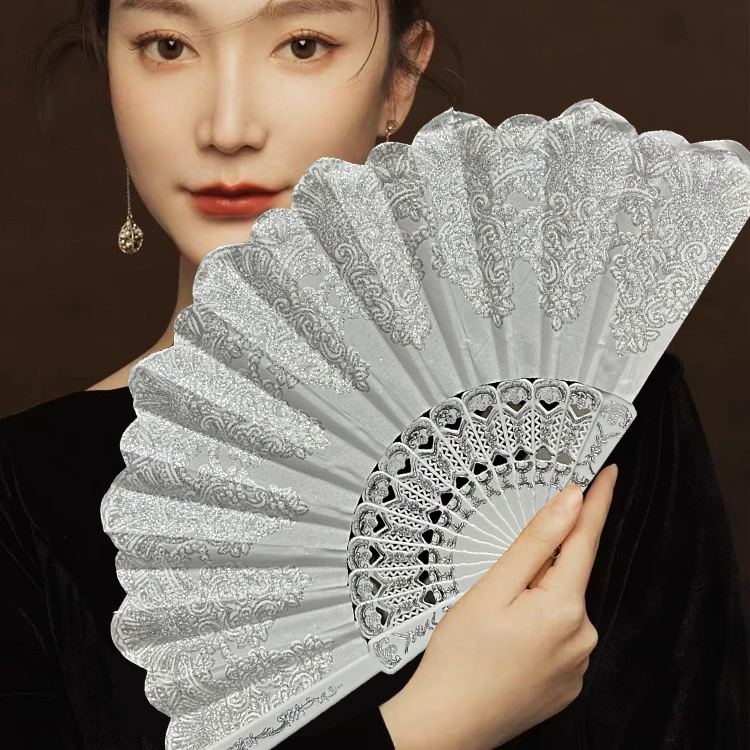 孔雀蕾丝折叠扇子一包