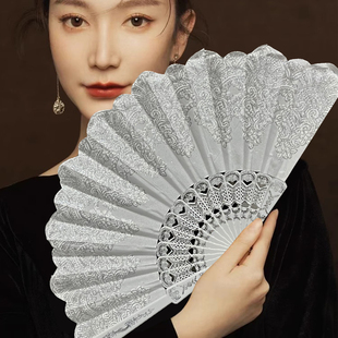 孔雀亮片舞蹈道具扇咏春扇折扇蕾丝折叠扇子买三送一包邮表演扇子