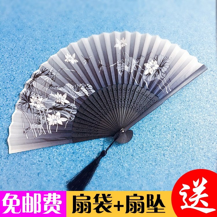 三生三世十里桃花扇子6寸古风折扇古典女式中国风女真丝定制竹子
