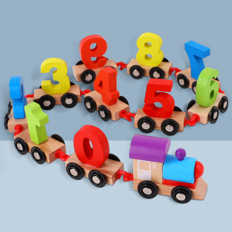 儿童益智玩具1-建构3周岁半2男孩女孩小火车拼装积木宝宝木头智力