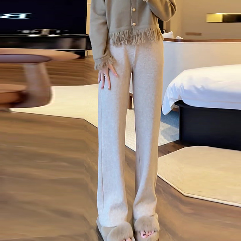 雪尼宽松垂感春秋针织裤