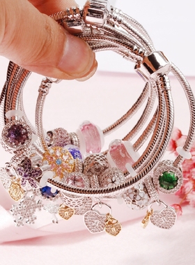 欧美风镀白金琉璃礼盒手链