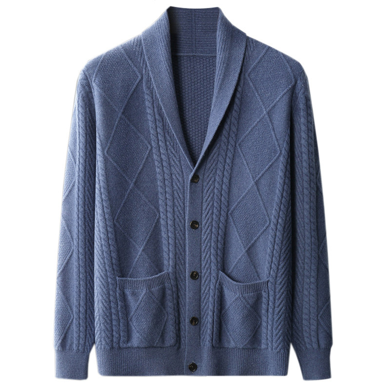 MENS THICK CASHMERE CARDIGAN FOR OLDER PEOPLE WARM SWEATER LONG SLEEVE UNDERSHIRT MENS LOOSE LARGE SIZE MENS WINTER WEAR