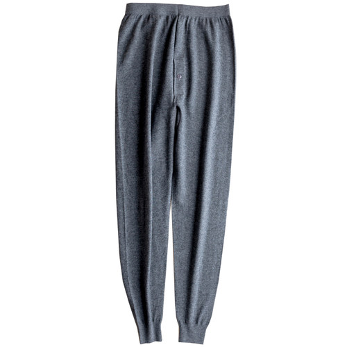 男纯山羊绒裤薄款加肥针织男羊毛