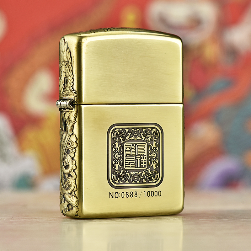 zippo打火机正版龙凤呈祥盔甲防风正品旗舰限量砂轮火机收藏复古