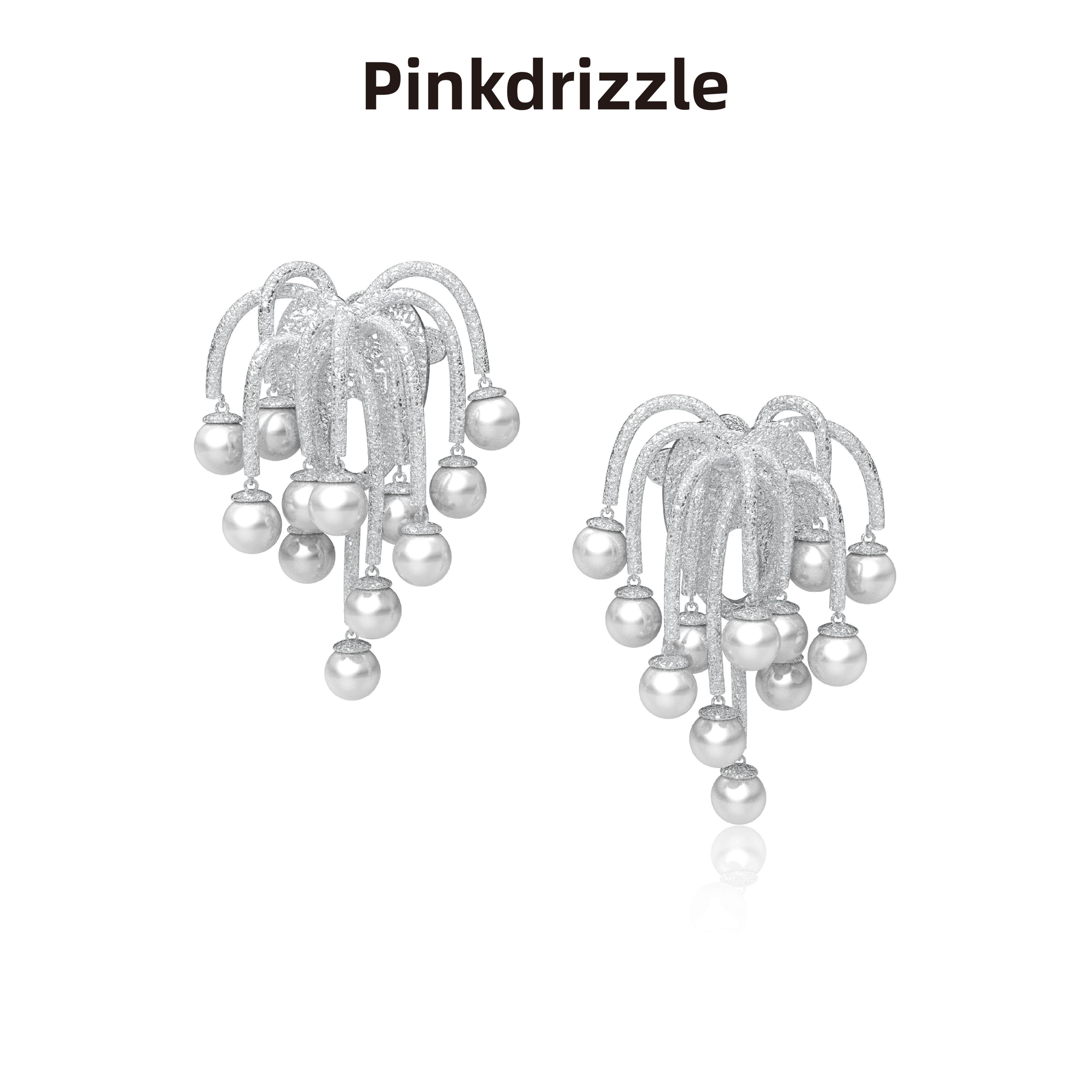 pinkdrizzle原创水中花火珠珠高级感耳环独特设计感烟花耳钉耳饰