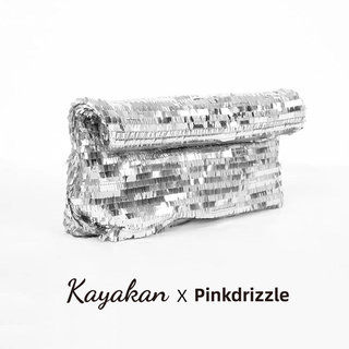 Kayakan&Pinkdrizzle联名银色亮片包摩登时尚设计师小众手拿包女