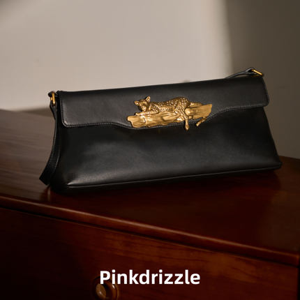 Pinkdrizzle羊皮腋下包伯爵夫人猎豹手拿包小众设计师款
