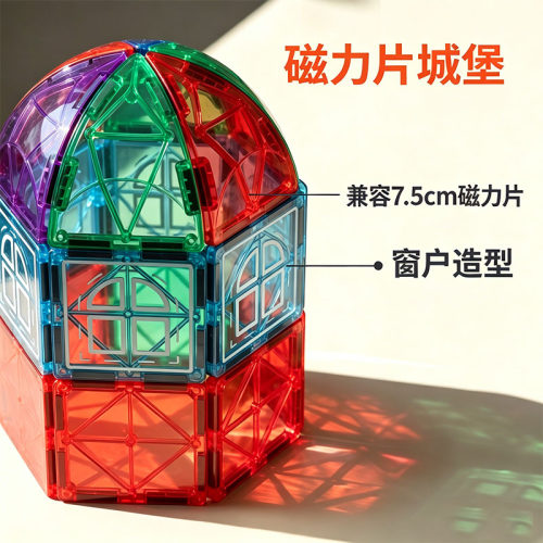 异形特殊彩窗磁力片西瓜皮兼容7.5cm散片补充装儿童益智积木玩具