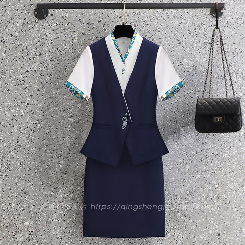 工作服女空姐酒店前台美容院美容师养生馆物业餐饮服务员职业套装