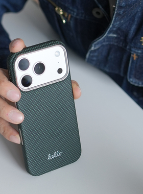 阿慕良品MESAP纤影超轻适用新款苹果iPhone17ProMax Hello金属标超薄凯夫拉芳纶纤维磁吸保护套编织壳男女