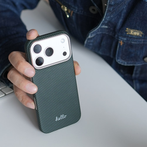 阿慕良品MESAP纤影超轻适用新款苹果iPhone17ProMax Hello金属标超薄凯夫拉芳纶纤维磁吸保护套编织壳男女