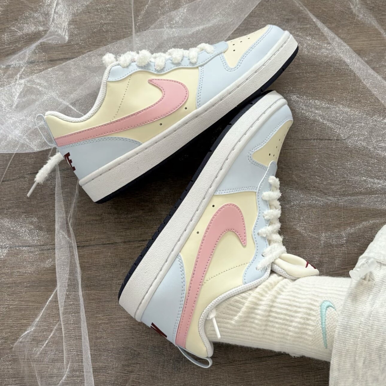 定制球鞋Nike Court Borough 海盐奶泡甜妹可爱百搭低帮板鞋女款,运动鞋new,板鞋,淘宝优惠券,粉丝福利购,淘宝优惠卷