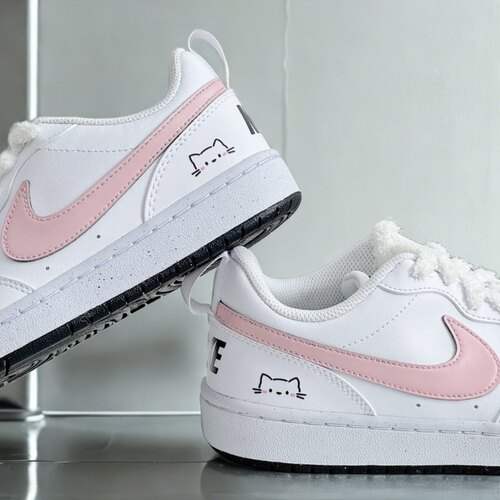 定制Nike Court Borough奶油粉喵甜妹风多巴胺甜妹低帮板鞋女鞋