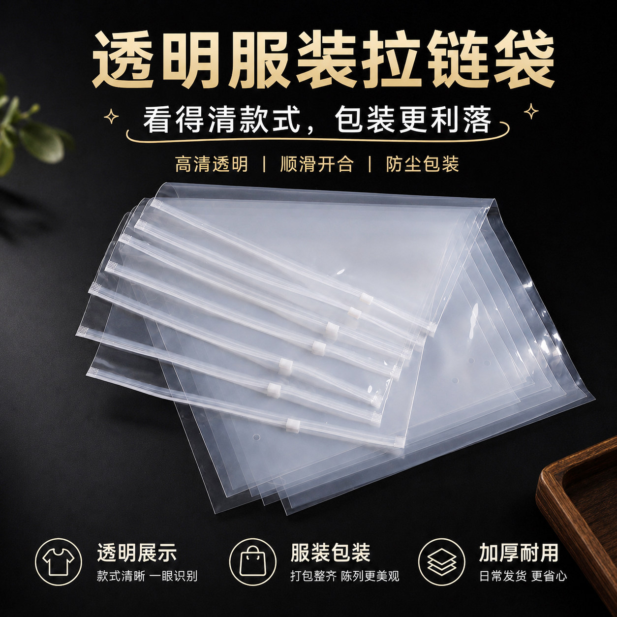 服装拉链袋透明包装袋自封口加厚塑料袋内衣磨砂袋定制可印logo