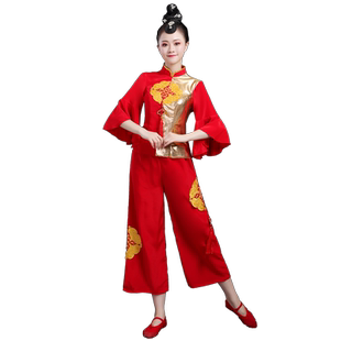 胶州秧歌服演出服装女2026新款喜庆腰鼓扇子舞蹈中老年广场舞套装