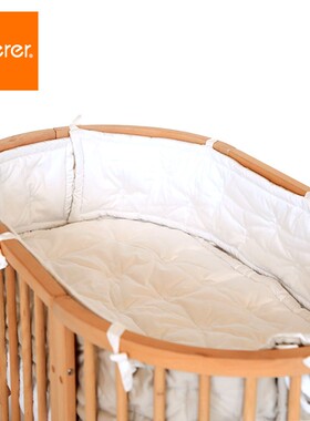 soerer床围床笠婴儿床纯棉软包加密高织灰粉色保护垫手工绗缝彩色