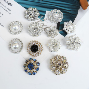 国风水钻珍珠纽扣毛呢貂皮大衣风衣镶钻百搭钻扣上衣皮草装 饰扣子