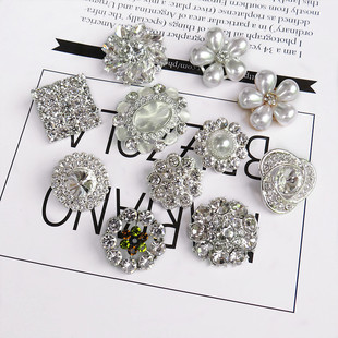 金属钻扣皮草大衣时装 高档水钻珍珠花型纽扣欧韩外套风衣羊绒衣扣