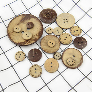 天然椰子钮扣木质椰壳扣子儿童毛衣扣子毛衣大衣虚线两眼四眼纽扣