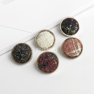 复古金属包布扣圆形黑白小香风粗呢套装 饰扣 短外套西服皮草大衣装