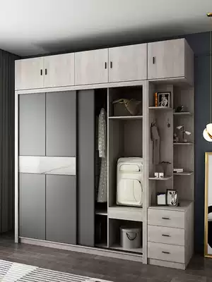 Modern simple wardrobe sliding door sliding door sliding door wardrobe economical assembly net red bedroom coat overall cabinet