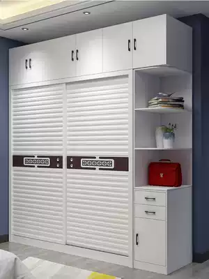 Sliding door wardrobe Simple modern economical assembly bedroom wooden sliding door Household small apartment coat overall cabinet