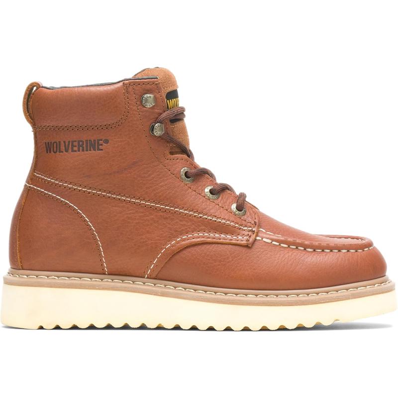 代购Wolverine男士工装鞋耐磨防滑护趾工作靴中筒系带男鞋
