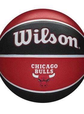 海外代购Wilson/威尔胜篮球红色黑红配色室内室外公牛队徽复古