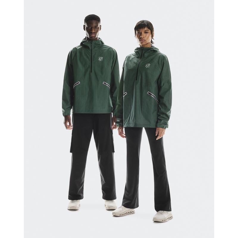 代购ON昂跑女士防水外套防风保暖防泼水透气条纹面料反光条