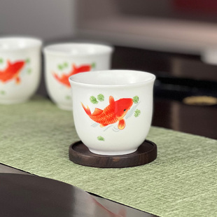 陶瓷加厚功夫主人杯茶具茶盏品茗斗笠杯小陶瓷杯反口杯瓷茶杯
