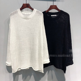 针织衫 300斤长袖 复古休闲慵懒风毛衣女 防晒上衣秋季 胖MM镂空罩衫