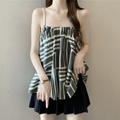 慵懒宽松显瘦休闲无袖 夏季 胖mm复古印花吊带背心女300斤大码 上衣