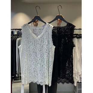 镂空蕾丝无袖 薄款 上衣胖mm高级感休闲减龄V领宽松背心 300斤大码