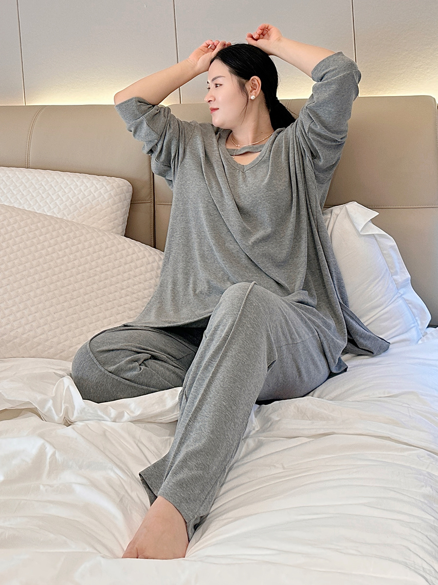 春秋大码睡衣长袖长裤家居服套装
