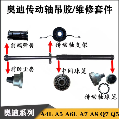 适用奥迪Q5A5A8A7S5S6S7Q7传动轴防尘套维修包吊架过桥轴承胶套