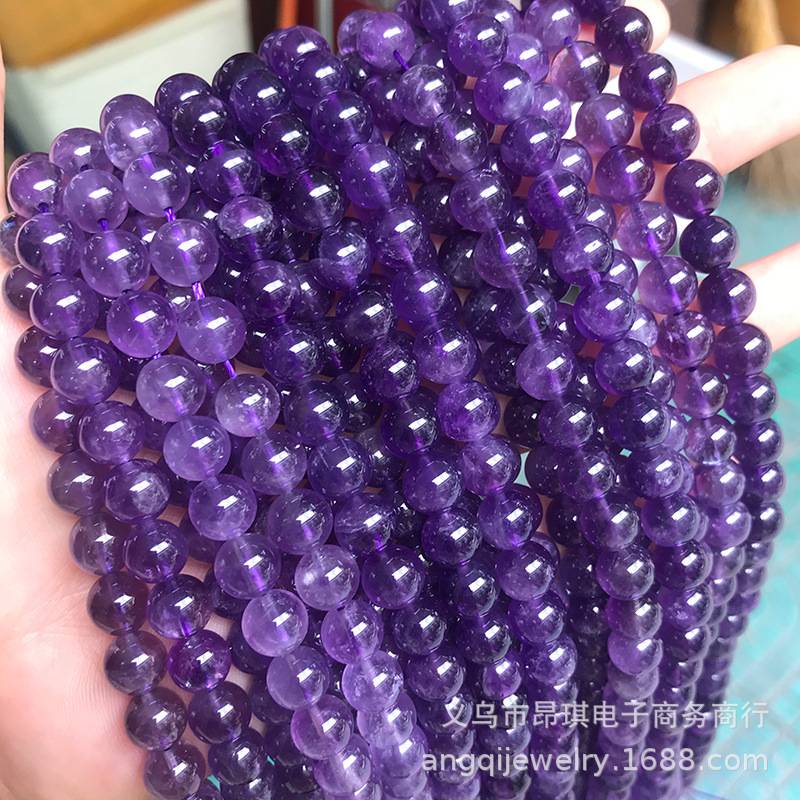 直销天然紫水晶散珠diy饰品配件