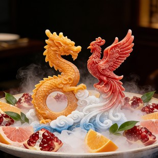 上新 龙王凤凰冰雕硅胶模具DIY刺身冷盘高级食盒造景摆盘冰雕磨具