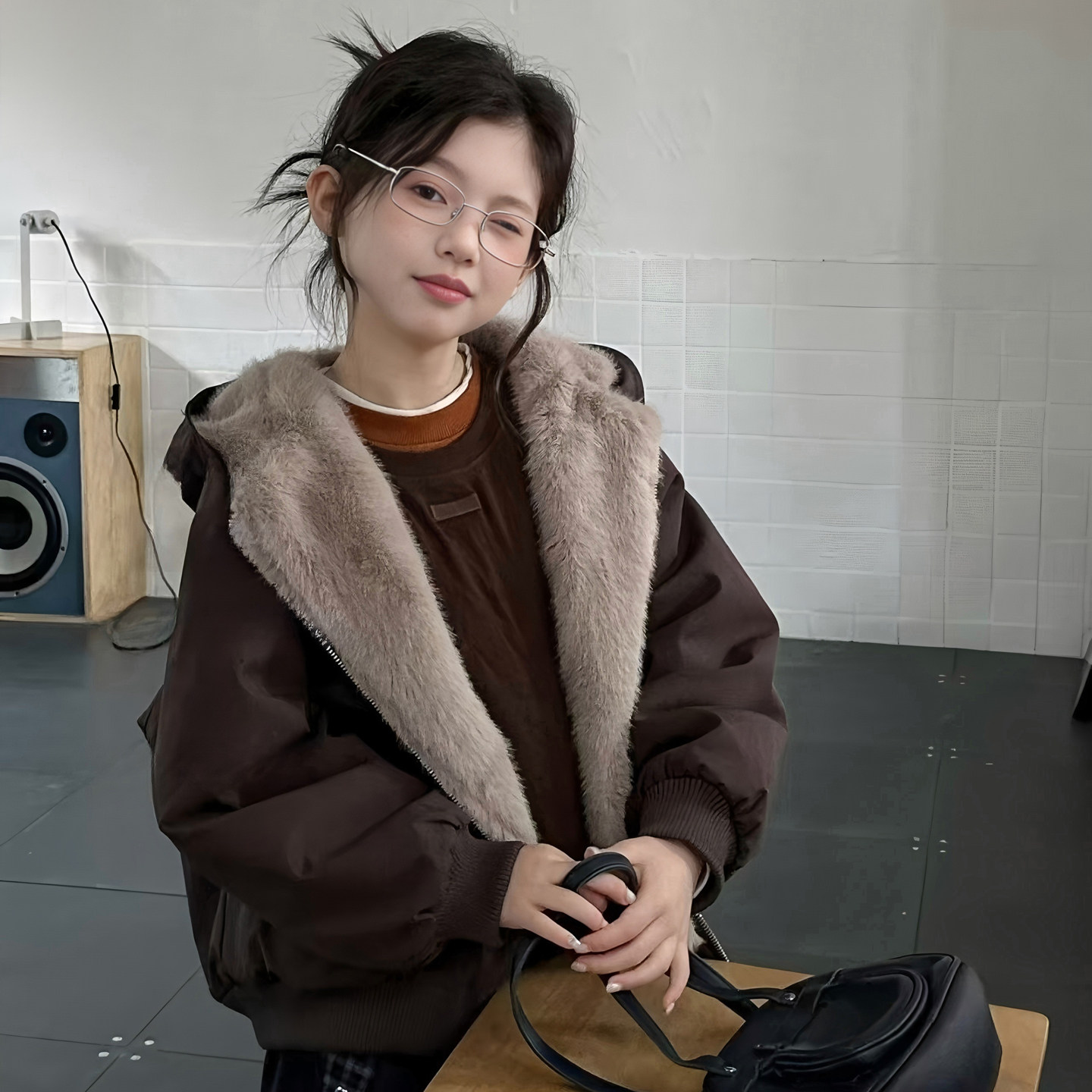 女童冬装外套2025新款儿童洋气仿皮草上衣大童女孩冬季加厚派克服