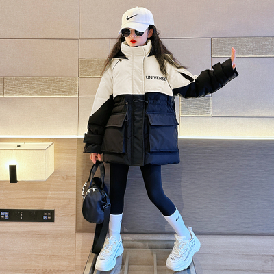 90白鸭绒外套女大童保暖羽绒服