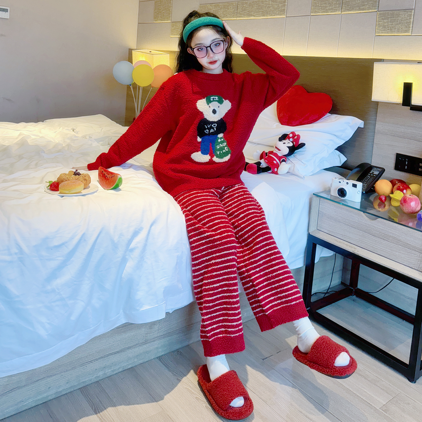 儿童睡衣女孩冬季2025新款女童半边绒家居服青少年加厚珊瑚绒套装