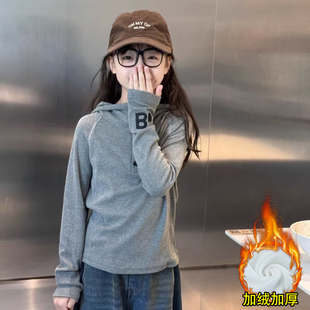 女童德绒打底衫秋冬2025新款儿童加绒长袖t恤女大童冬季内搭上衣