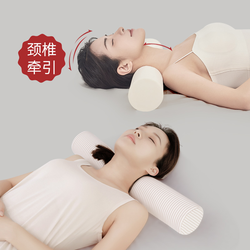 乳胶圆柱颈椎枕头小圆枕护颈专用睡眠泰国天然橡胶长条圆形糖果枕