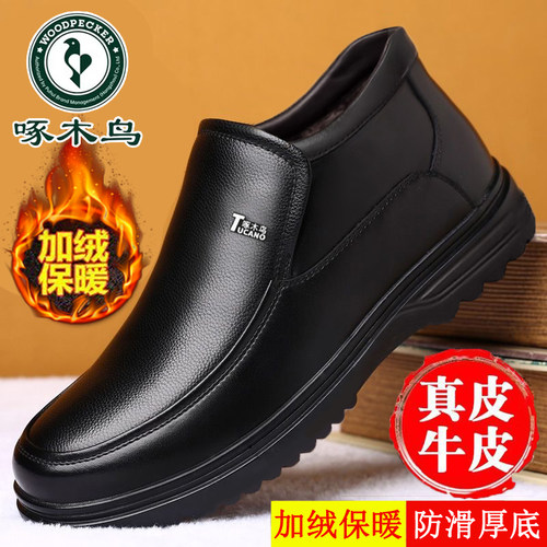 啄木鸟男鞋冬季加绒保暖棉鞋男