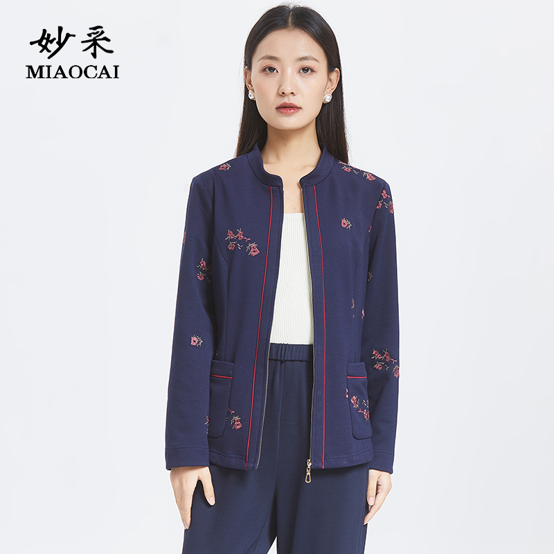 妙采复古针织印花外套