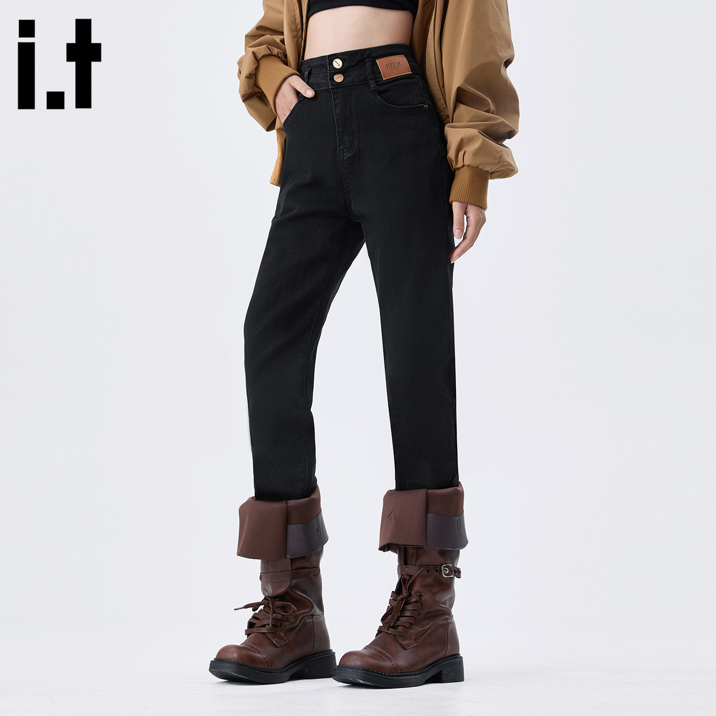 it :5cm/FIVECM黑色修身牛仔裤女2026新款高腰显瘦小脚铅笔长裤子