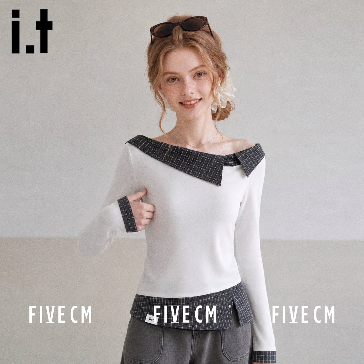 itFIVECM秋季设计感长袖T恤女